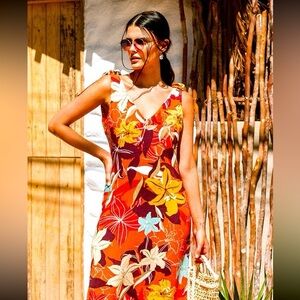 NWT CUPSHE - Misty Floral Tie Shoulder Dress Size XS